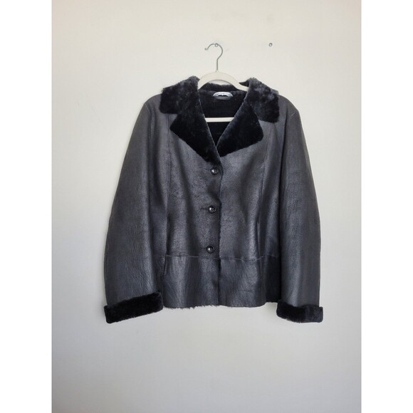 Autunno Collezione Sheepskin Leather Coat Sherpa Lined Made in Turkey Medium